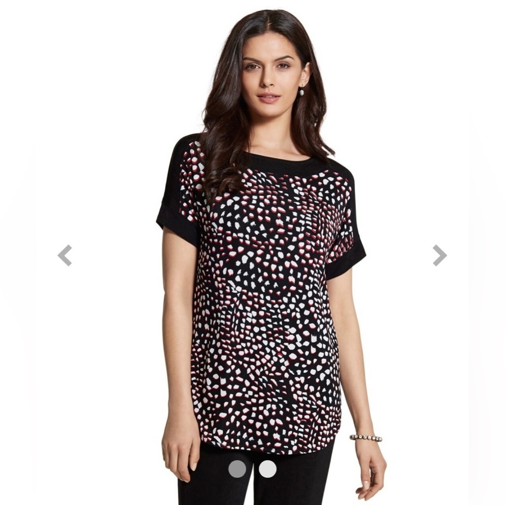 CHICO'S Travelers Classic Tossed Dots Top Women’s XL.